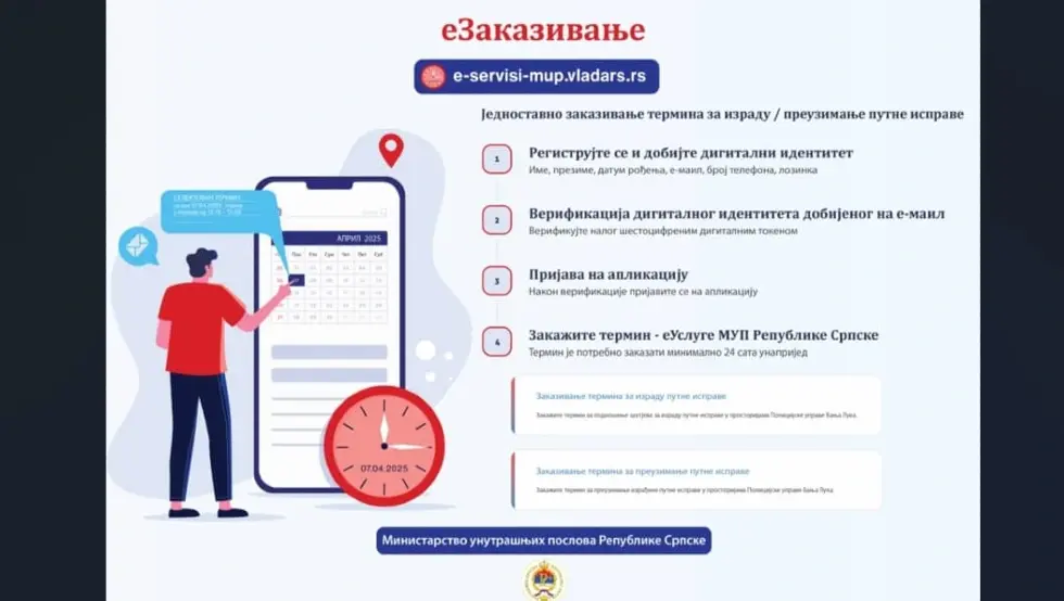 Elektronsko zakazivanje termina za izradu putnih isprava