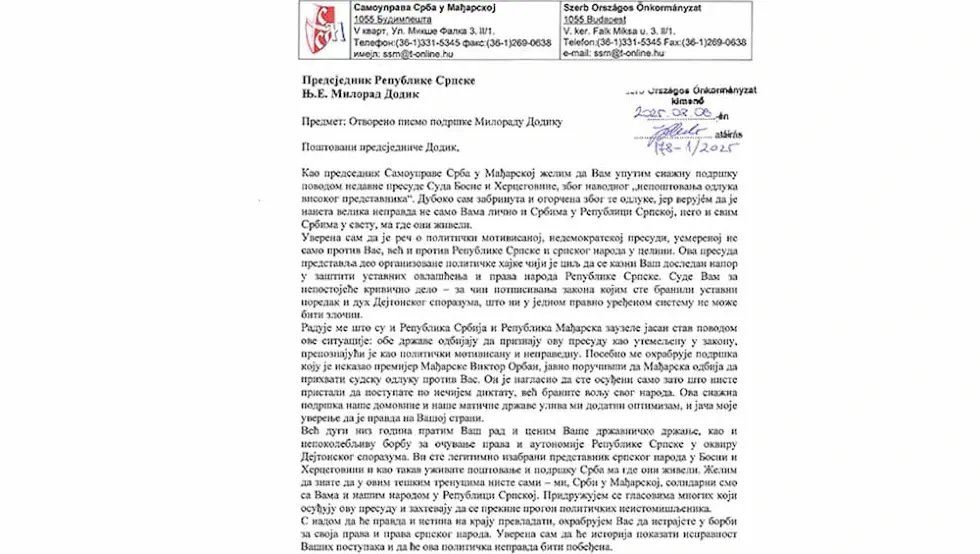 Srbi u Madjarskoj uz Dodika