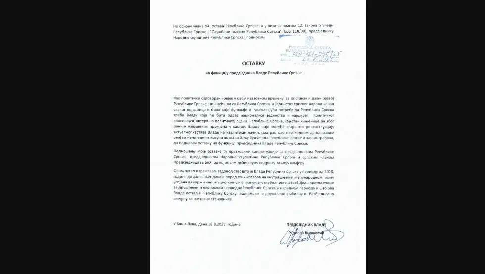Višković ostavka