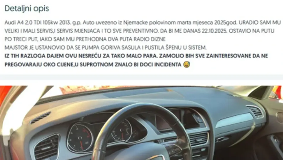 Оглас за продају аута