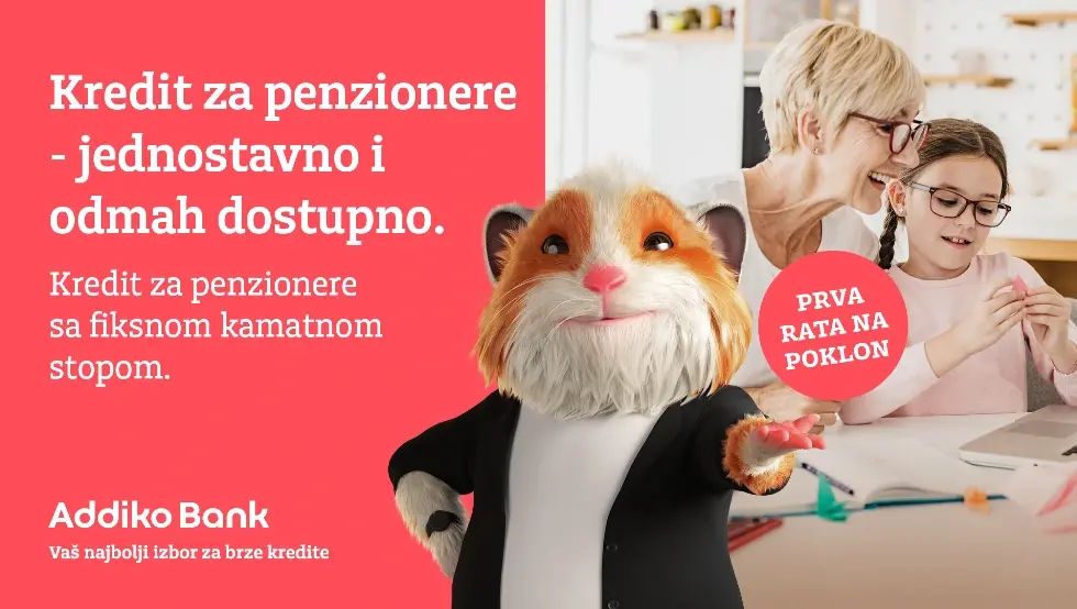 Посебна понуда Аддико банке Бања Лука: Кредит за пензионере без трошкова обраде и уз прву рату на поклон