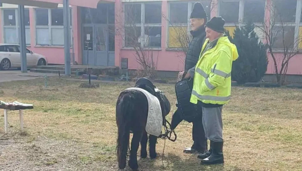 Призор који топи срца: Деда унуку из школе одводи са понијем