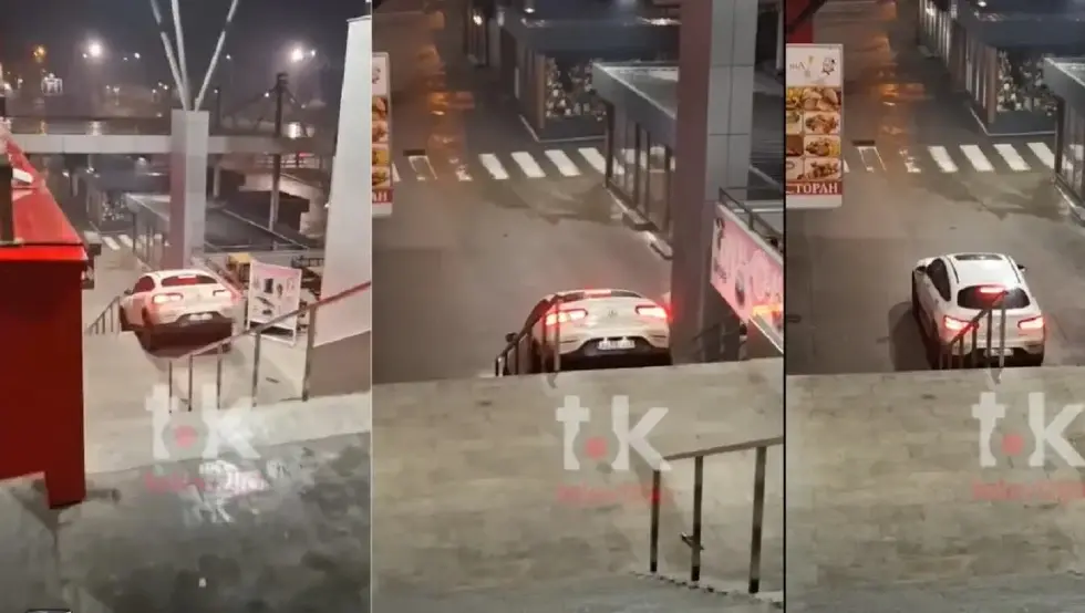 (ВИДЕО) Мерцедесом низ степенице бањалучке Тржнице