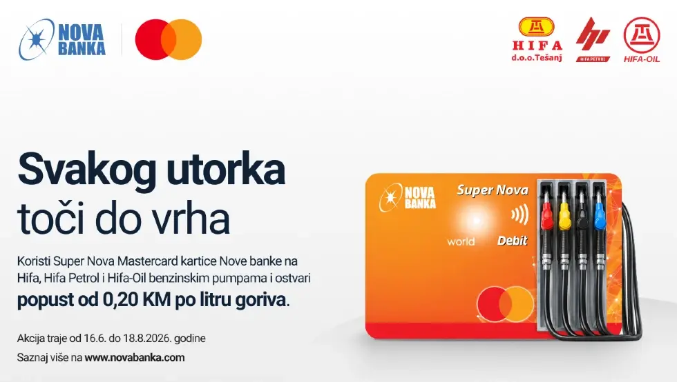 Сваког уторка точи до врха уз Super Nova Mastercard картице Нове банке
