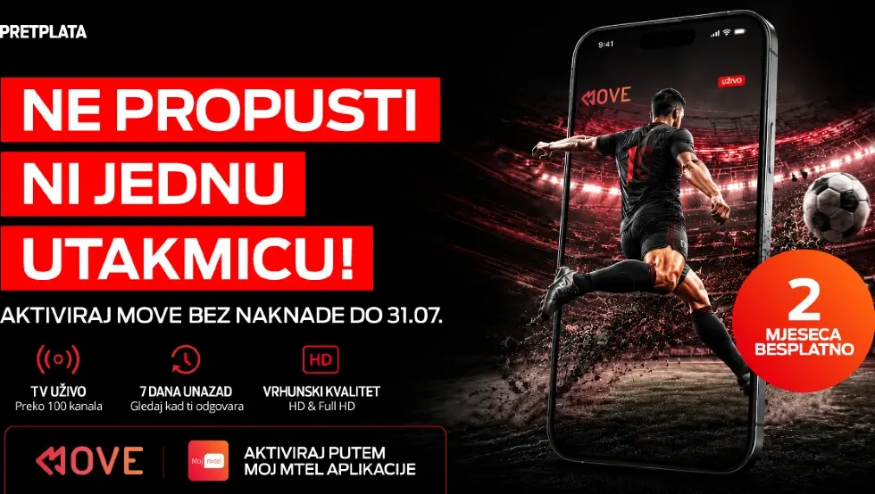 MOVE TV активирајте без накнаде и гледајте одмах: Два мјесеца бесплатно за m:tel Претплата кориснике