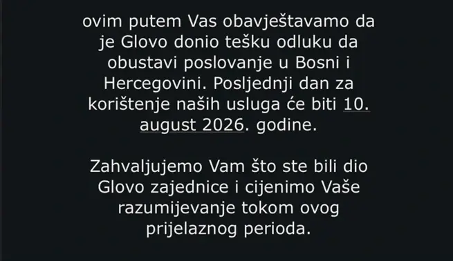 Глово обавјештење