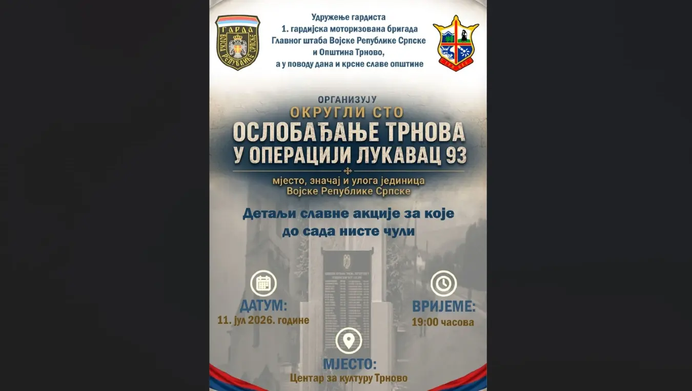 У Трнову округли сто о операцији „Лукавац 93“: Биће представљени до сада непознати детаљи