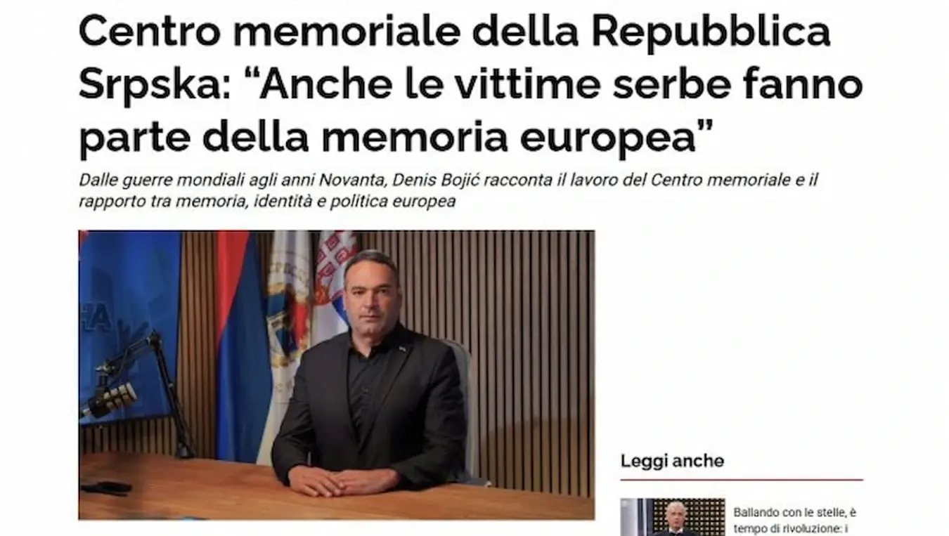 Бојић за италијански "Affaritaliani": Зашто је важно да се говори о српским жртвама