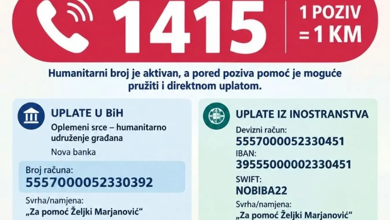 Будимо хумани: Жељки Марјановић из Источног Сарајева потребна помоћ за лијечење у Русији